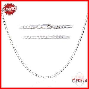 925 Sterling Silver Figaro Chain Necklace 30in Lobster Clasp